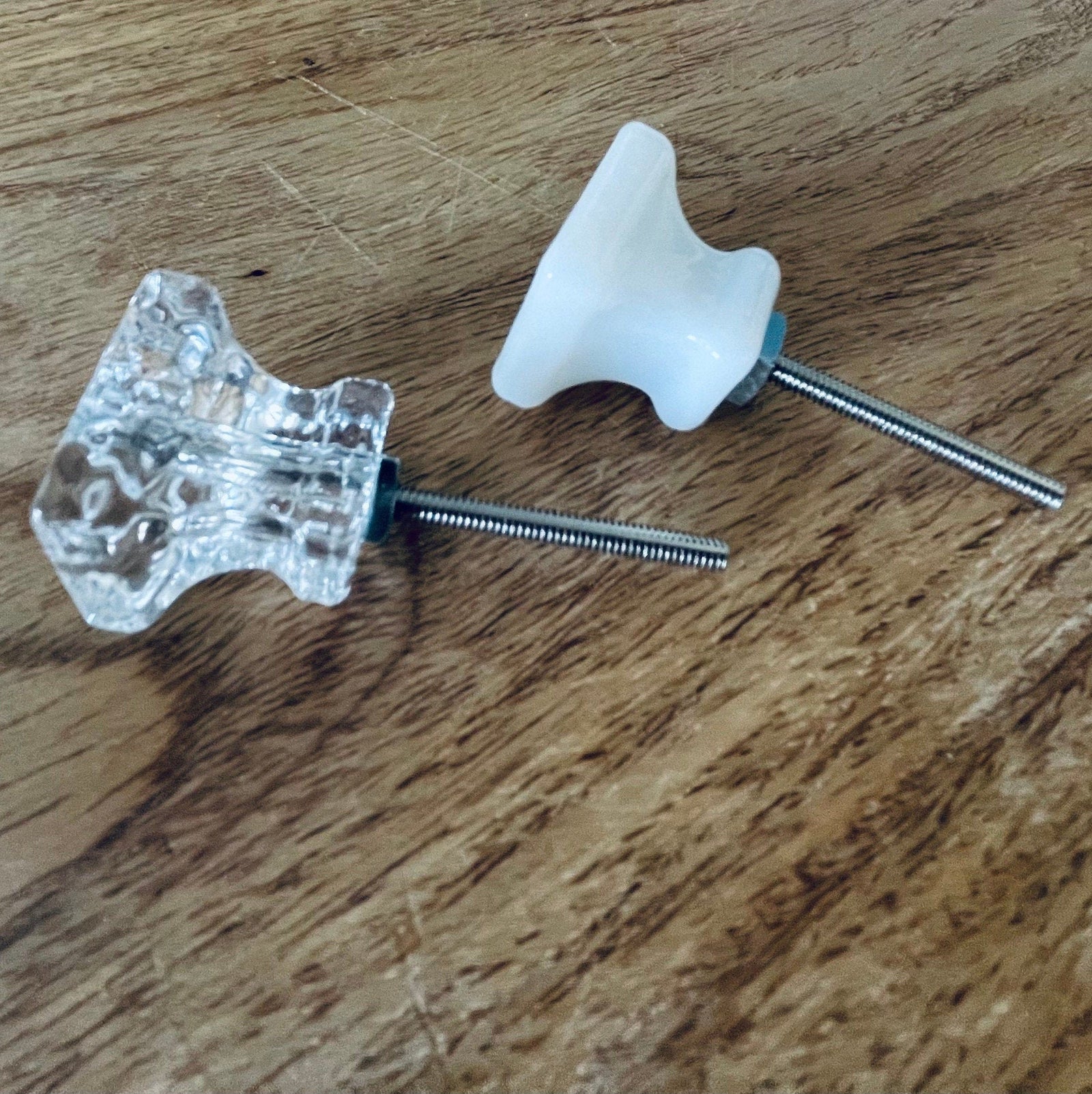 Glass Square Cabinet Knob With Nickel Bolt,  Glass Cabinet Hardware, Drawer Furniture Handle