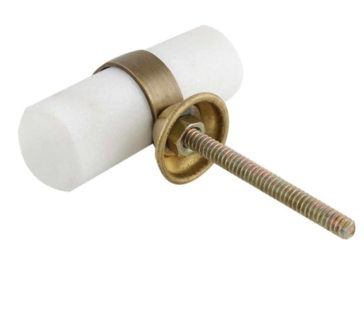 T-Knob White Stone & Antique Brass  "Lulu" Drawer Cabinet Knob, Drawer Furniture Pulls.