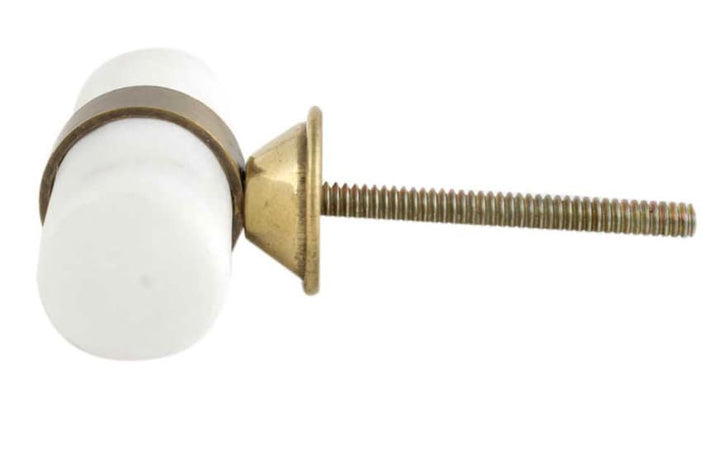 T-Knob White Stone & Antique Brass  "Lulu" Drawer Cabinet Knob, Drawer Furniture Pulls.