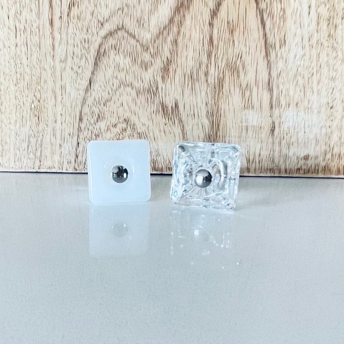 Glass Square Cabinet Knob With Nickel Bolt,  Glass Cabinet Hardware, Drawer Furniture Handle