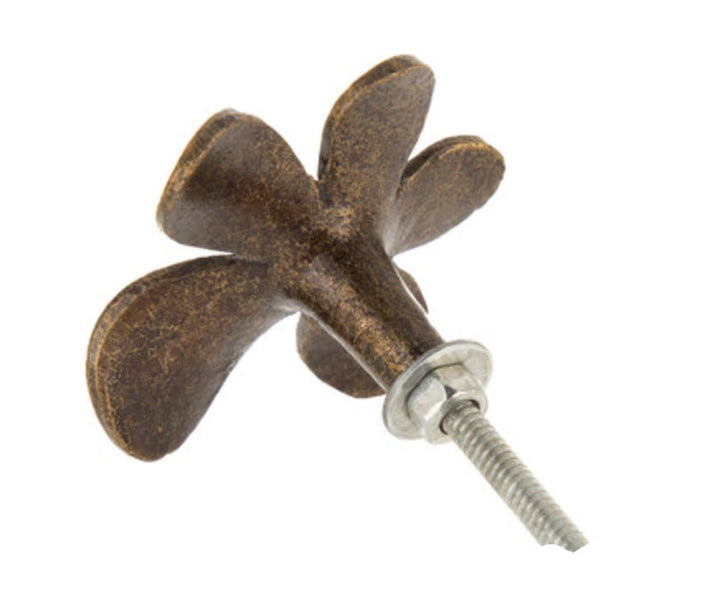Antique Bronze Whimsical Flower Metal Knob, Cabinet Drawer Pull, Modern Cabinet Hardware Farmhouse Drawer Pull