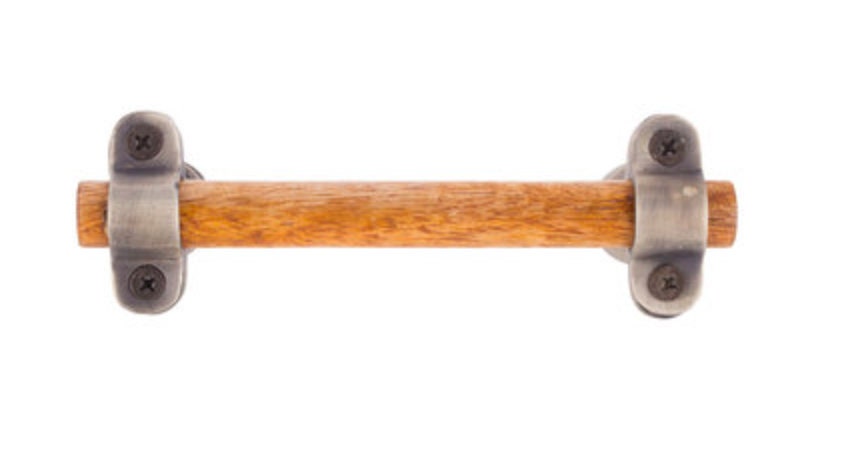 Wood and Antique Silver Rustic Drawer Pull Cabinet Handle, Cabinet Hardware Farmhouse Drawer Pull
