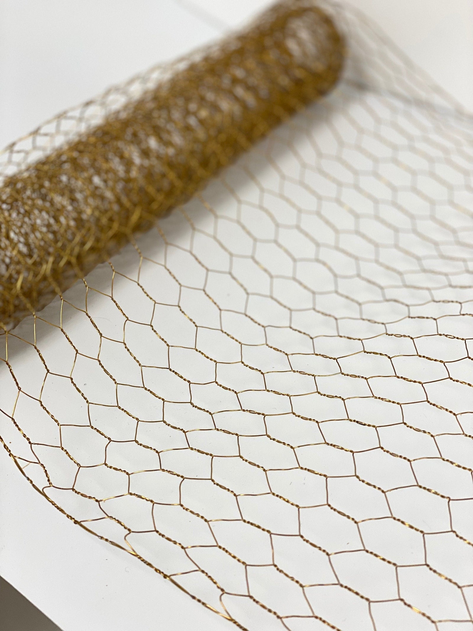 Wire Net Gold Chicken 13 x 40" Sheet Galvanized Hexagonal Frame Chicken Wire Mesh for DIY Craft Work Home Decor.