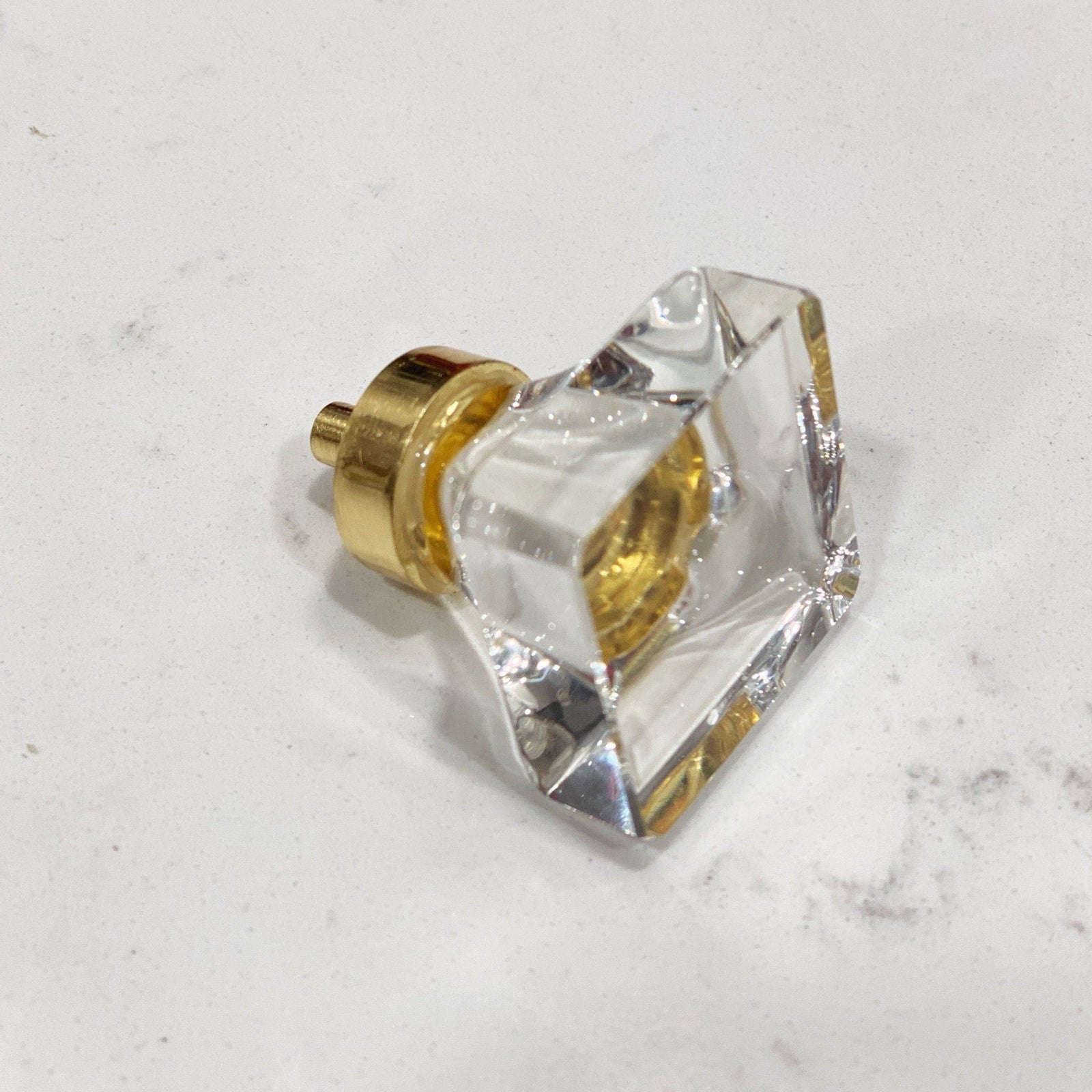 Brushed Brass Cube Glass Square Glass Cabinet Knob | Cabinet Hardware