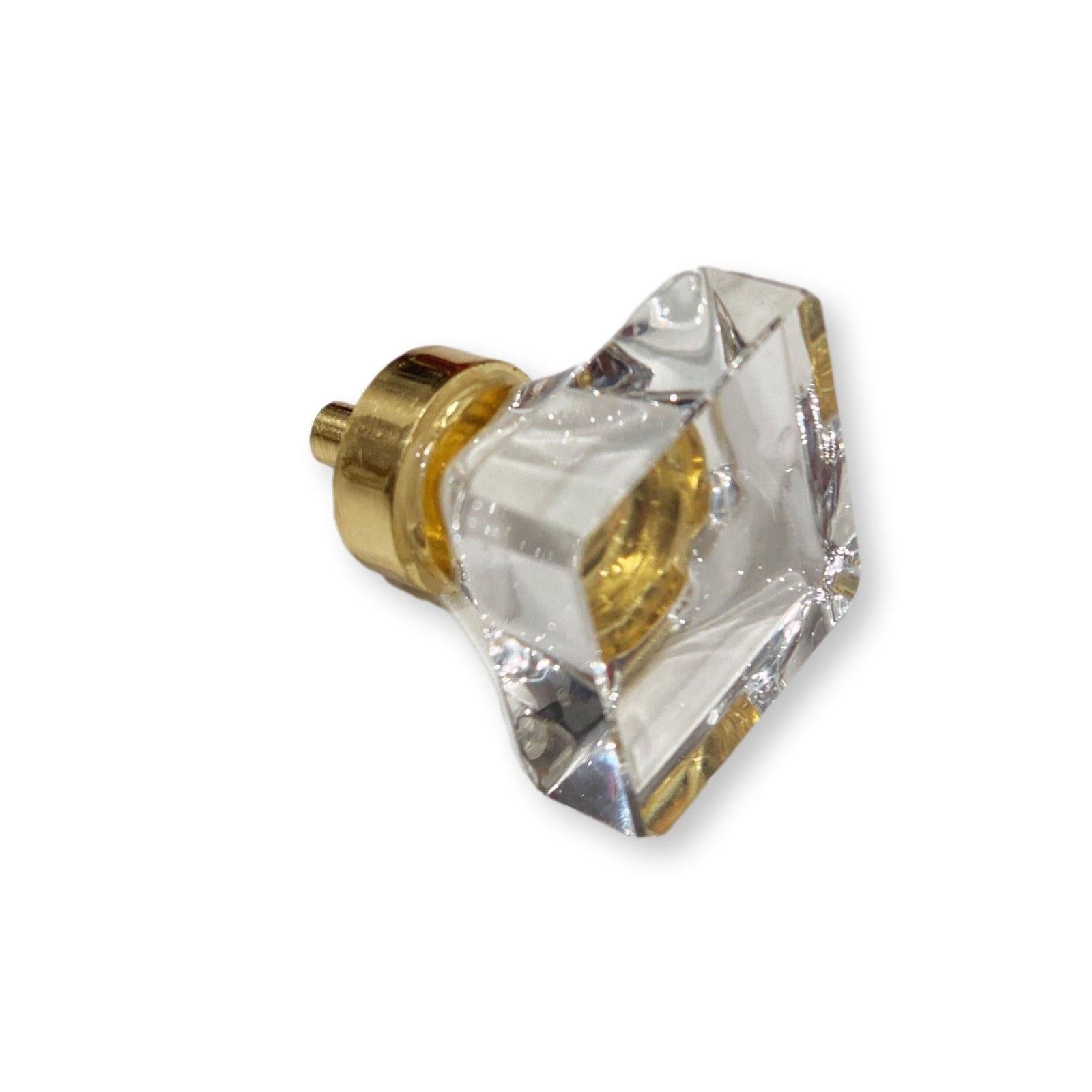 Brushed Brass Cube Glass Square Glass Cabinet Knob | Cabinet Hardware