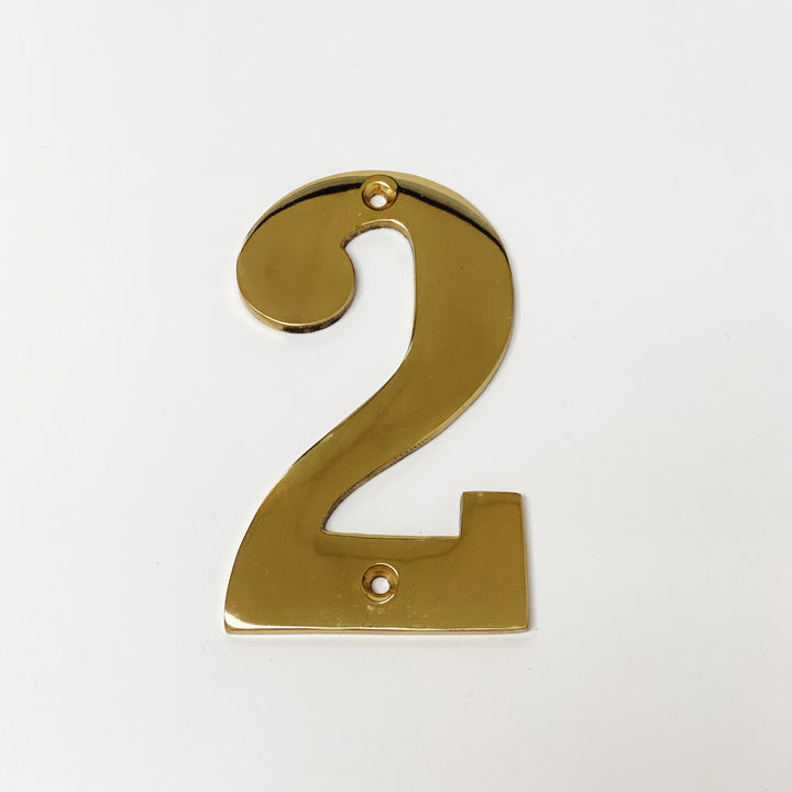 Solid Polished Brass 4" House Door Numbers - Purdy Hardware - 