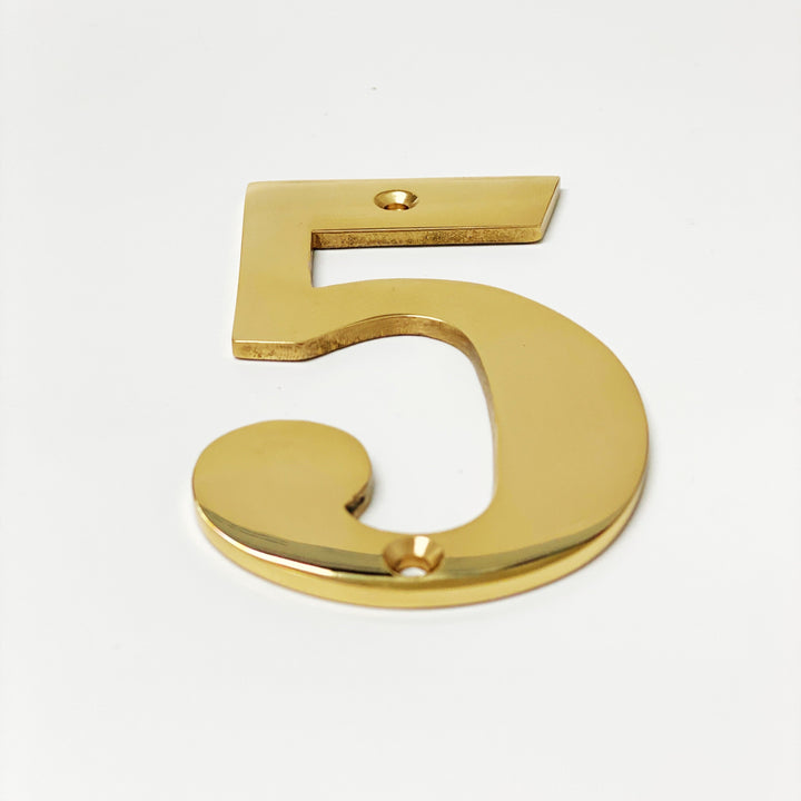 Solid Polished Brass 4" House Door Numbers - Purdy Hardware - 